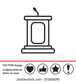 outline tribune icon isolated. concept of voting, announcement, leadership, interview, journalism, politics, president, narrator. flat style modern design vector illustration