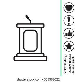 outline tribune icon isolated. concept of voting, announcement, leadership, interview, journalism, politics, president, narrator. flat style modern design vector illustration