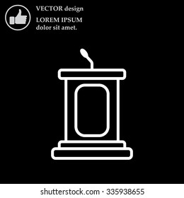outline tribune icon isolated. concept of voting, announcement, leadership, interview, journalism, politics, president, narrator. flat style modern design vector illustration