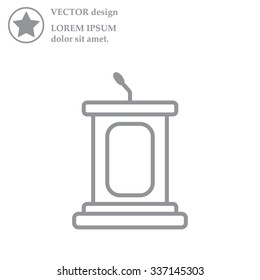 outline tribune icon isolated. concept of voting, announcement, leadership, interview, journalism, politics, president, narrator. flat style modern design vector illustration