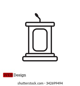 outline tribune icon isolated. concept of voting, announcement, leadership, interview, journalism, politics, president, narrator. flat style modern design vector illustration