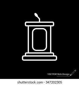 outline tribune icon isolated. concept of voting, announcement, leadership, interview, journalism, politics, president, narrator. flat style modern design vector illustration