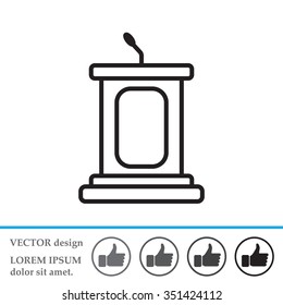 outline tribune icon isolated. concept of voting, announcement, leadership, interview, journalism, politics, president, narrator. flat style modern design vector illustration