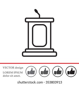 outline tribune icon isolated. concept of voting, announcement, leadership, interview, journalism, politics, president, narrator. flat style modern design vector illustration