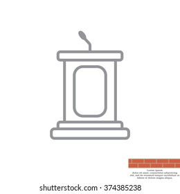 outline tribune icon isolated. concept of voting, announcement, leadership, interview, journalism, politics, president, narrator. flat style modern design vector illustration