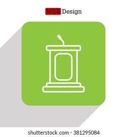 outline tribune icon isolated. concept of voting, announcement, leadership, interview, journalism, politics, president, narrator. flat style modern design vector illustration