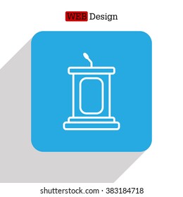 outline tribune icon isolated. concept of voting, announcement, leadership, interview, journalism, politics, president, narrator. flat style modern design vector illustration