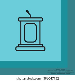 outline tribune icon isolated. concept of voting, announcement, leadership, interview, journalism, politics, president, narrator. flat style modern design vector illustration