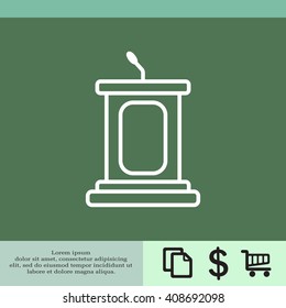 outline tribune icon isolated. concept of voting, announcement, leadership, interview, journalism, politics, president, narrator. flat style modern design vector illustration