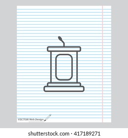 outline tribune icon isolated. concept of voting, announcement, leadership, interview, journalism, politics, president, narrator. flat style modern design vector illustration