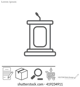 outline tribune icon isolated. concept of voting, announcement, leadership, interview, journalism, politics, president, narrator. flat style modern design vector illustration