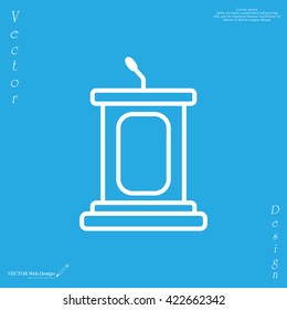 outline tribune icon isolated. concept of voting, announcement, leadership, interview, journalism, politics, president, narrator. flat style modern design vector illustration