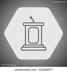 outline tribune icon isolated. concept of voting, announcement, leadership, interview, journalism, politics, president, narrator. flat style modern design vector illustration