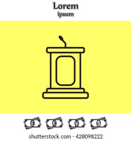 outline tribune icon isolated. concept of voting, announcement, leadership, interview, journalism, politics, president, narrator. flat style modern design vector illustration