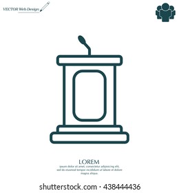 outline tribune icon isolated. concept of voting, announcement, leadership, interview, journalism, politics, president, narrator. flat style modern design vector illustration