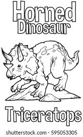 Outline Triceratops Dinosaur Illustration Suitable For Any Of Graphic Design Project Such As Coloring Book And Education