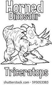 Outline Triceratops Dinosaur Illustration Suitable For Any Of Graphic Design Project Such As Coloring Book And Education