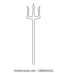 Outline trident isolated on white background. Devil, neptune trident. Line style. Clean and modern vector illustration for design, web.