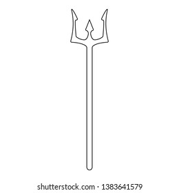 Outline trident isolated on white background. Devil, neptune trident. Line style. Clean and modern vector illustration for design, web.