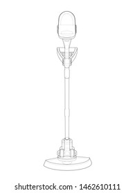 Outline trimmer grass cutter. Vector rendering of 3d. Wire-frame style. The layers of visible and invisible lines are separated