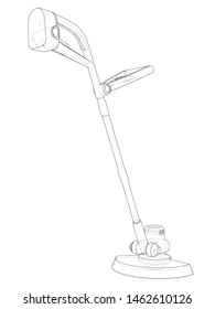 Outline trimmer grass cutter. Vector rendering of 3d. Wire-frame style. The layers of visible and invisible lines are separated