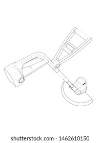 Outline trimmer grass cutter. Vector rendering of 3d. Wire-frame style. The layers of visible and invisible lines are separated