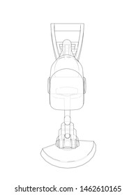 Outline trimmer grass cutter. Vector rendering of 3d. Wire-frame style. The layers of visible and invisible lines are separated