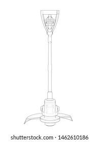 Outline trimmer grass cutter. Vector rendering of 3d. Wire-frame style. The layers of visible and invisible lines are separated