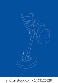 Outline trimmer grass cutter. Vector rendering of 3d. Wire-frame style. The layers of visible and invisible lines are separated
