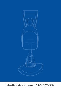 Outline trimmer grass cutter. Vector rendering of 3d. Wire-frame style. The layers of visible and invisible lines are separated