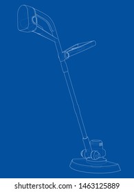 Outline trimmer grass cutter. Vector rendering of 3d. Wire-frame style. The layers of visible and invisible lines are separated