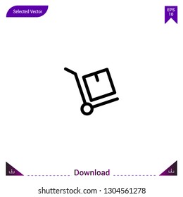 Outline trolley icon isolated on white background. Line pictogram. mobile application, logo, user interface. Editable stroke. EPS10 format vector