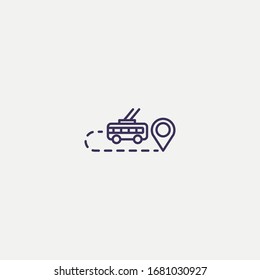 Outline trolleybus route icon.trolleybus route vector illustration. Symbol for web and mobile