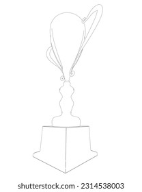 Outline Trophy cup. Winner's trophy icon vector is a symbol of victory in a sports event, award contour. Champions award, sport victory, winner prize concept..