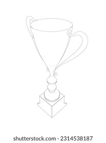 Outline Trophy cup. Winner's trophy icon vector is a symbol of victory in a sports event, award contour. Champions award, sport victory, winner prize concept..
