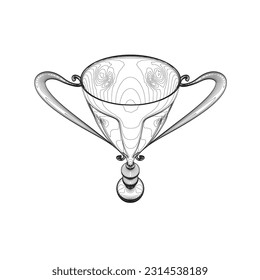 Outline Trophy cup. Winner's trophy icon vector is a symbol of victory in a sports event, award contour. Champions award, sport victory, winner prize concept..