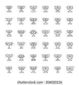 Outline Trophy Icon Set - Vector Graphics