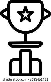 Outline trophy icon, simple award cup symbol for success and achievement