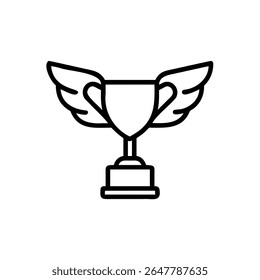 Trofeo de contorno con alas sobre fondo que simboliza el premio al éxito del logro