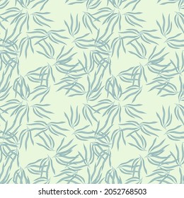 Outline tropical leaves semless pattern. Tropic leaf background. Exotic hawaiian wallpaper. Design for fabric, textile print, wrapping, cover. Vector illustration.