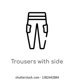 outline trousers with side pockets vector icon. isolated black simple line element illustration from fashion concept. editable vector stroke trousers with side pockets icon on white background