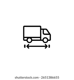 An outline of a truck with a double-headed arrow underneath, indicating vehicle length or dimensions.