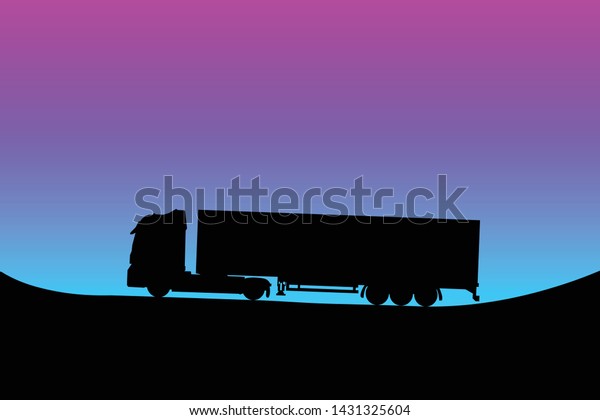 the\
outline of a truck traveling through the\
mountains