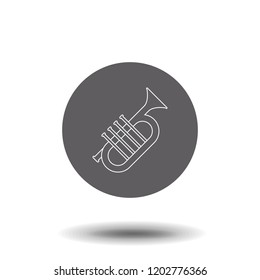 Outline Trumpet Icon isolated on grey background. Modern simple flat symbol for web site design, logo, app, UI. Editable stroke. Vector illustration.