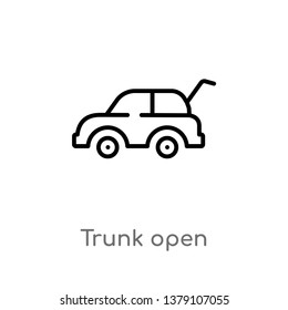 Outline Trunk Open Vector Icon. Isolated Black Simple Line Element Illustration From Gaming Concept. Editable Vector Stroke Trunk Open Icon On White Background