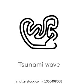 outline tsunami wave vector icon. isolated black simple line element illustration from meteorology concept. editable vector stroke tsunami wave icon on white background