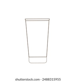Outline of a tube of cream. Cosmetic product. Outline isolated on white background. Vector illustration