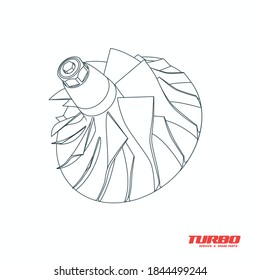 Esquema de la rueda del compresor del turbocompresor. Ilustración del vector