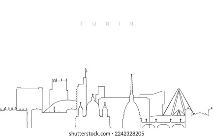 Outline Turin skyline. Trendy template with Turin buildings and landmarks in line style. Stock vector design. 