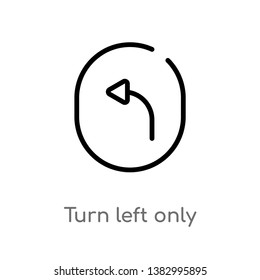 outline turn left only vector icon. isolated black simple line element illustration from user interface concept. editable vector stroke turn left only icon on white background